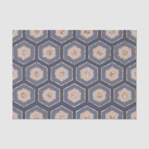 Moderne chique marine blauw goud zeshoek geometris tissuepapier
