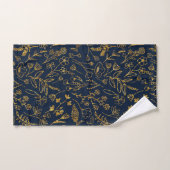 Moderne chique marine blauw gouden bladeren bad handdoek (Handdoek)