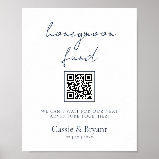 Moderne Chique Marine Blauw Huwelijksreis Fonds Tr Poster (Voorkant)