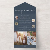 Moderne chique marine blauw vrolijke kerst multi f all in one uitnodiging (Binnen)