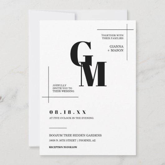 Moderne chique minimale bruiloft monogram QR code  Kaart (Voorkant)