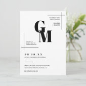 Moderne chique minimale bruiloft monogram QR code  Kaart (Staand voorkant)