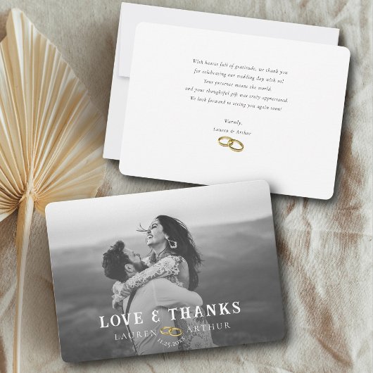 Moderne chique minimale gepersonaliseerde foto bru bedankkaart