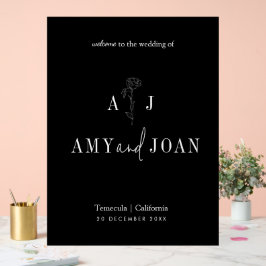 Moderne chique minimalistische bloemenbruiloft wel acryl bord