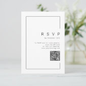 Moderne chique minimalistische foto bruiloft QR co RSVP Kaartje (Staand voorkant)