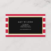 Moderne chique Mode stylist roze strepen bloemig Visitekaartje (Achterkant)