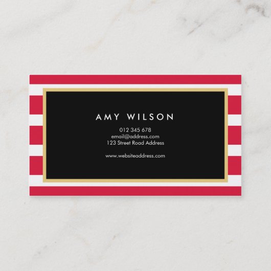 Moderne chique Mode stylist roze strepen bloemig Visitekaartje (Achterkant)