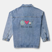 Moderne Chique Moeder Vrede Liefde Golf Vrouw Golf Denim Jacket (Achterkant)