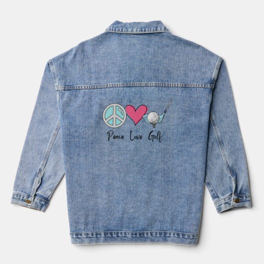 Moderne Chique Moeder Vrede Liefde Golf Vrouw Golf Denim Jacket (Achterkant)