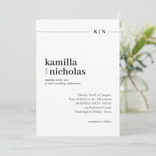 Moderne Chique Monogram Foto Bruiloft Kaart (Staand voorkant)