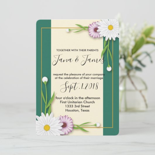 Moderne chique mooie bruiloft kaart (Staand voorkant)