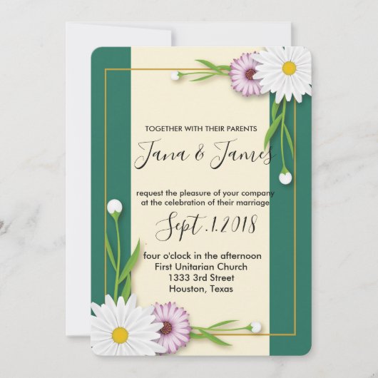 Moderne chique mooie bruiloft kaart (Voorkant)