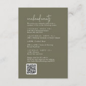 Moderne chique olijfgroene bruiloft weekend evenem informatiekaartje (Voorkant)