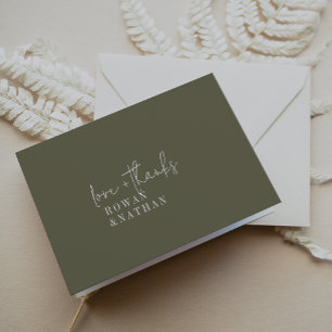 Moderne chique olijfgroene gevouwen bruiloft bedankkaart