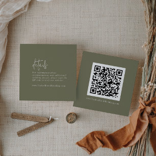 Moderne Chique Olijfgroene QR Code Details Informatiekaartje
