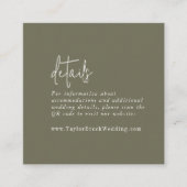 Moderne Chique Olijfgroene QR Code Details Informatiekaartje (Voorkant)