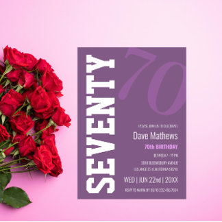 Moderne chique Paarse 70ste verjaardag Kaart