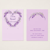 Moderne chique paarse bloemenoorbel display kaart (Voorkant /achterkant)