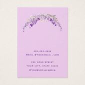 Moderne chique paarse bloemenoorbel display kaart (Achterkant)