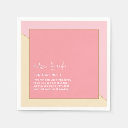 Moderne chique pastel roze goud bruiloft leuke wee servet (Voorkant)