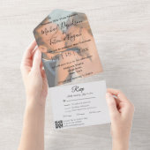 Moderne chique QR code RSVP foto bruiloft alles in All In One Uitnodiging (Afscheurbaar)