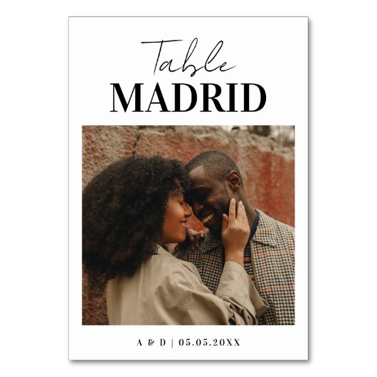 Moderne chique reisbestemming thema foto bruiloft kaart (Achterkant)