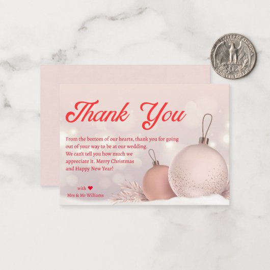 Moderne chique rode script bruiloft dank u vakanti notitiekaartje (Voorkant / Achterkant in situ)