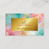 Moderne chique roze blauw gouden folie visitekaartje (Voorkant)