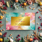 Moderne chique roze blauw gouden folie visitekaartje