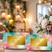 Moderne chique roze blauw gouden folie visitekaartje