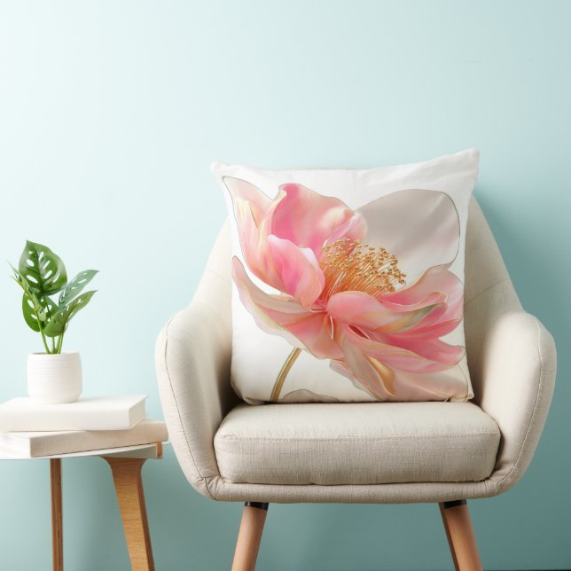Moderne chique roze bloem accent kussen (Stoel)