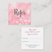 Moderne chique roze bokeh aanbevelingskaartje (Voorkant / Achterkant)