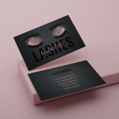 Moderne Chique Roze Glitter & Zwart Lash Artiest Visitekaartje