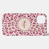 Moderne chique roze luipaardprint patroon monogram Case-Mate iPhone case (Achterkant (horizontaal))