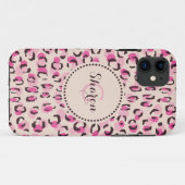 Moderne chique roze luipaardprint patroon monogram Case-Mate iPhone case (Achterkant (horizontaal))