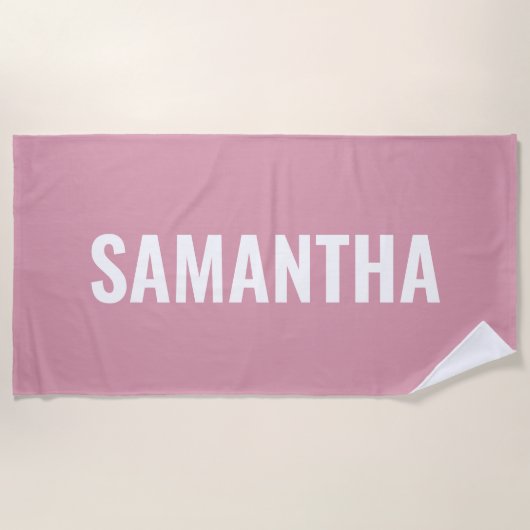 Moderne Chique Roze & Wit Strandlaken (Voorkant)