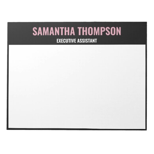 Moderne Chique Roze, Wit & Zwart Notitieblok (Voorkant)