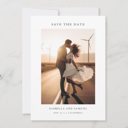 Moderne chique rustieke foto bruiloft Bewaar de da Kaart (Voorkant)