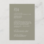 Moderne chique salie groene bruiloft details informatiekaartje (Voorkant)