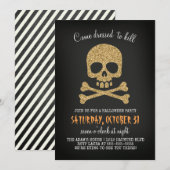 Moderne chique schedel Halloween Party uitnodiging (Voorkant / Achterkant)