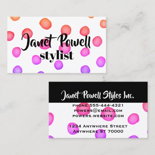 Moderne chique schilder stippen aangepaste visitek visitekaartje (Voorkant / Achterkant)