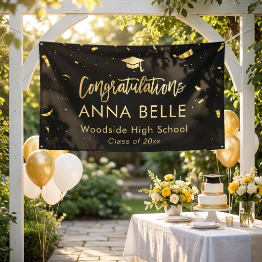 Moderne chique script elegante gouden afstuderen spandoek