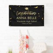 Moderne chique script elegante gouden afstuderen spandoek (Insitu)
