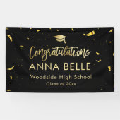 Moderne chique script elegante gouden afstuderen spandoek (Horizontaal)