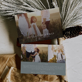 Moderne chique seafoam foto overlay kerst nieuws feestdagenkaart