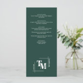 Moderne chique smaragd groene boho bruiloft dank u menu (Staand voorkant)