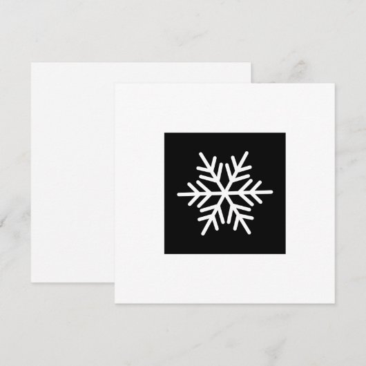 Moderne chique sneeuwvlok op zwarte witte rand feestdagenkaart (Voorkant / Achterkant)