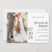 Moderne, chique, stijlvolle foto bruiloft uitnodig kaart (Voorkant)