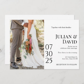 Moderne, chique, stijlvolle foto bruiloft uitnodig kaart