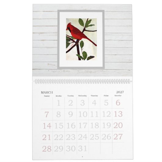 Moderne chique stijlvolle Waterverf Birds Kalender (Mar 2027)